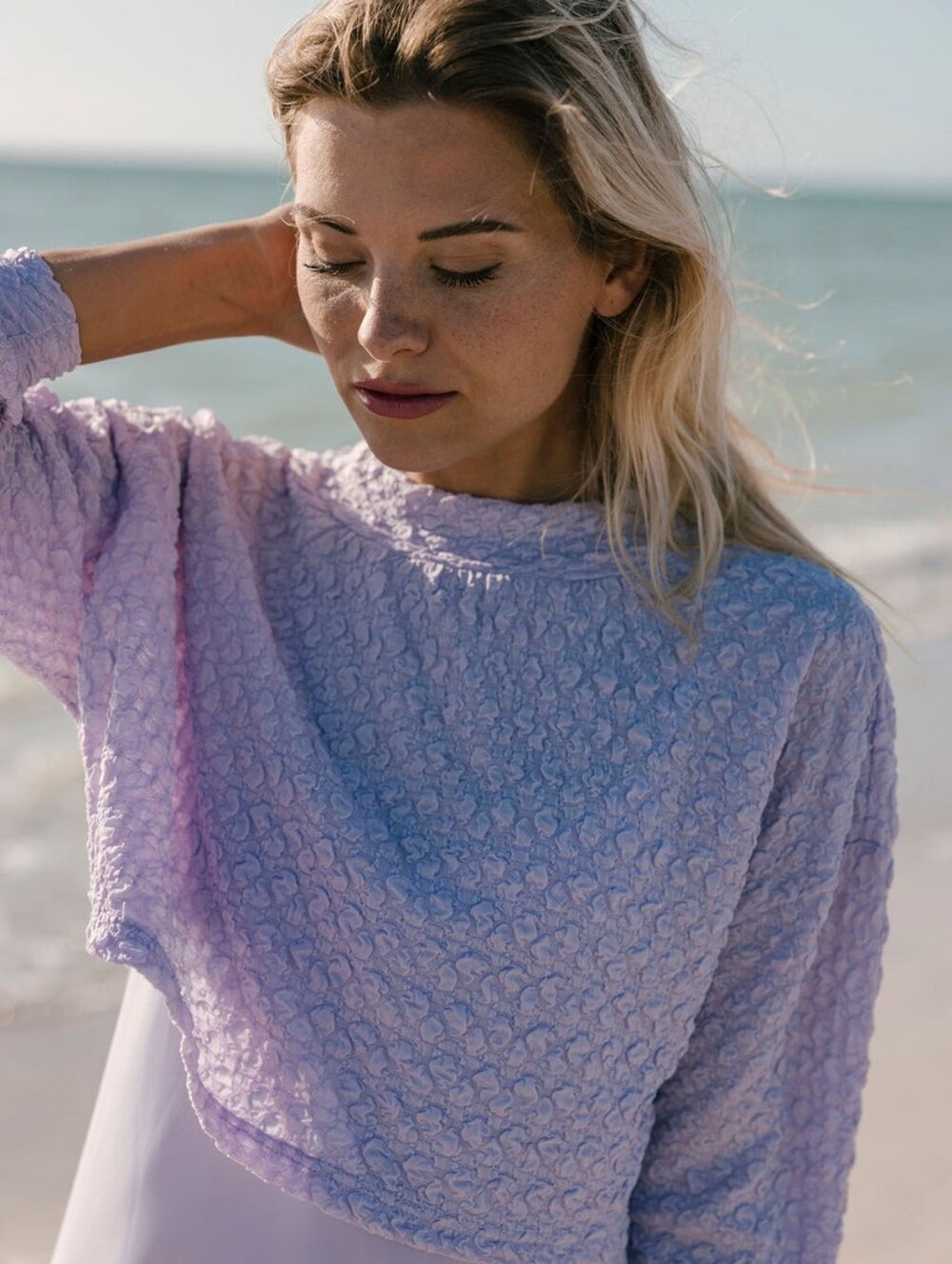 Aleeza Psris Lavender Textured Cropped Jiffy Pop Lavender Medium NWT